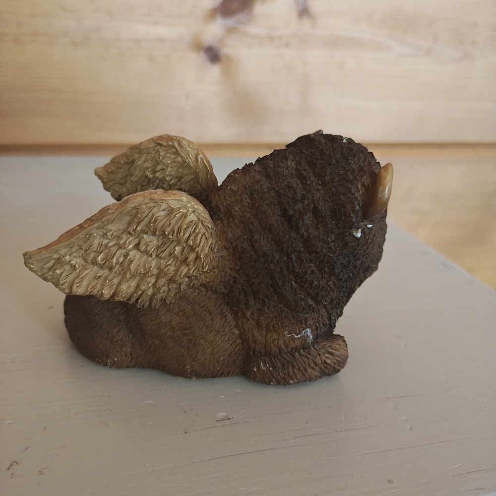 Vintage 1996 Stone Critters Angel Buffalo Wild Wings Figurine Winged 4" SC-878 - Picture 2 of 4